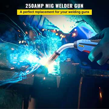 Happybuy 250Amp 15Ft Mig Welding Gun fit for Miller Welding Gun Torch Welder Gun M-25 Welding Torch Stinger Replacement fit for Miller M-25 Part Number 169598 fit 0.030"-0.035" Wire