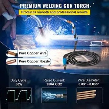 Happybuy 250Amp 15Ft Mig Welding Gun fit for Miller Welding Gun Torch Welder Gun M-25 Welding Torch Stinger Replacement fit for Miller M-25 Part Number 169598 fit 0.030"-0.035" Wire
