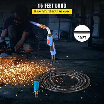 Happybuy 250Amp 15Ft Mig Welding Gun fit for Miller Welding Gun Torch Welder Gun M-25 Welding Torch Stinger Replacement fit for Miller M-25 Part Number 169598 fit 0.030"-0.035" Wire