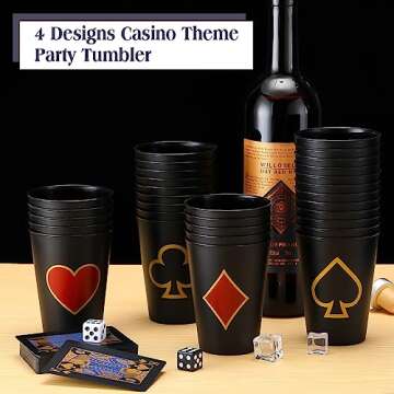 Hoolerry 72 Pcs Casino Party Cup 9 OZ Casino Theme Party Decorations Poker Tumbler Shot Cup Plastic Game Night Themed Favors Set for Birthday Wedding