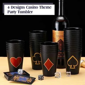 Hoolerry 72 Pcs Casino Party Cup 9 OZ Casino Theme Party Decorations Poker Tumbler Shot Cup Plastic Game Night Themed Favors Set for Birthday Wedding