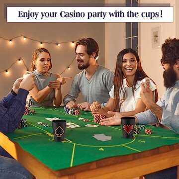 Hoolerry 72 Pcs Casino Party Cup 9 OZ Casino Theme Party Decorations Poker Tumbler Shot Cup Plastic Game Night Themed Favors Set for Birthday Wedding