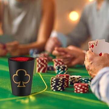 Hoolerry 72 Pcs Casino Party Cup 9 OZ Casino Theme Party Decorations Poker Tumbler Shot Cup Plastic Game Night Themed Favors Set for Birthday Wedding