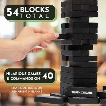 Buzzed Blocks Adult Drinking Game - 54 Blocks with Hilarious Drinking Commands on 40 of Them | Perfect Party Starter | Entertaining Party Game for Adults | Novelty Funny Gift (Black)