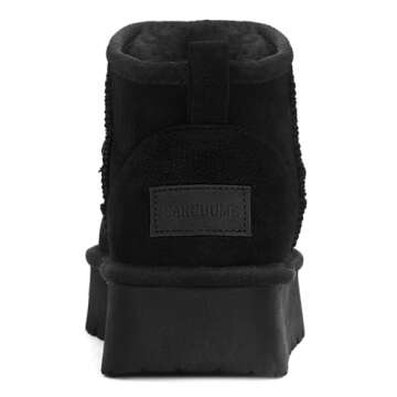 Carcuume Women's Platform Mini Boots Fur-Lined Winter Warm Ankle Snow Classic Ultra Comfortable Shoes,BESS-Black-8