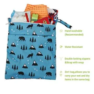 TRENSOM Wet Dry Bag for Breast Pump Parts Waterproof Reusable bags with Two Zippered Pockets Heart Cactus for Cloth Diapers Travel Beach Pool Yoga Gym Bag for Swimsuits Wet Clothes 2 pcs