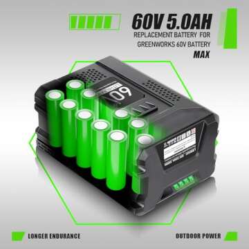 NEPOWILL 60V 5.0Ah Replacement Battery for Greenworks PRO 60V Battery Max LB60A03 LB60A02 LB60A00, Compatible with Greenworks 60V Cordless Tools 20352 22232 2508302