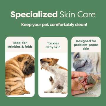 Earth Rated Skin Cleansing Pet Wipes, Topical Wipes for Dogs & Cats to Tackle Itchy Skin, Wild Oat S...