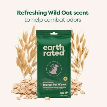 Earth Rated Skin Cleansing Pet Wipes, Topical Wipes for Dogs & Cats to Tackle Itchy Skin, Wild Oat Scent, 60 Count