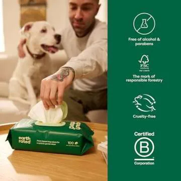Earth Rated Skin Cleansing Pet Wipes, Topical Wipes for Dogs & Cats to Tackle Itchy Skin, Wild Oat Scent, 60 Count