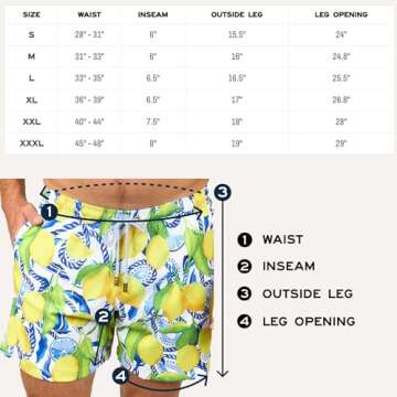 Kenny Flowers Men's Swim Trunks, Mid-Length Comfortable Swim Shorts, with Elastic Waistband, Mesh Lining, and Triple Stitched Multicolor