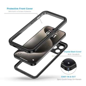 Lanhiem Magnetic for iPhone 15 Pro Max Case, Waterproof Shockproof Dustproof [Built in Screen Protector] [Compatible with MagSafe], 360 Full Body Phone Case for iPhone 15 Pro Max - 6.7” (Black)
