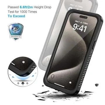 Lanhiem Magnetic for iPhone 15 Pro Max Case, Waterproof Shockproof Dustproof [Built in Screen Protector] [Compatible with MagSafe], 360 Full Body Phone Case for iPhone 15 Pro Max - 6.7” (Black)