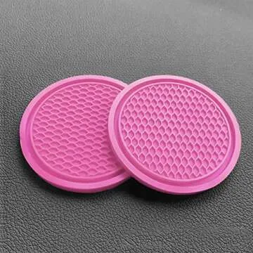 Car Cup Holder Coaster, 4 Pack Non-Slip Insert Coasters, Universal Durable Auto Cup Mat, 2.75 Inch Flexible Silicone Pad for Car Interior, Vehicle Accessories for Men and Women