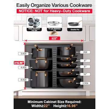 MUDEELA Pots and Pans Organizer : Rack under Cabinet, 8-Tier Kitchen Cabinet Organizers and Storage,...