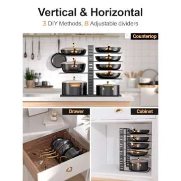 MUDEELA 8-Tier Kitchen Pot and Pan Organizer Rack