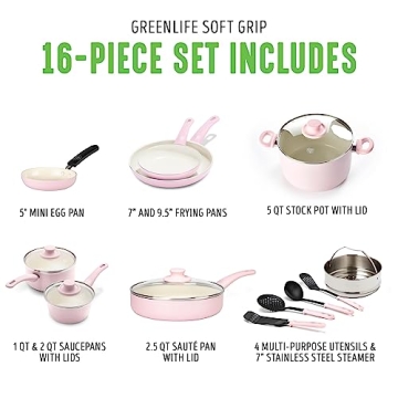 GreenLife Soft Grip Cookware Set Non-Toxic Ceramic Nonstick