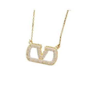 HXUFENGQIN Women's Jewelry Set, V Letter Necklace, Geometric V-Shaped Earrings and Necklace, Women's Jewelry