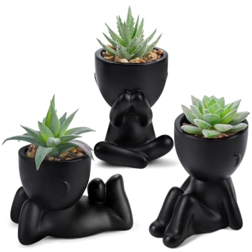 Der Rose 3pcs Fake Succulents Plants Artificial for Black Bathroom Bedroom Home Room Decor Aesthetic...