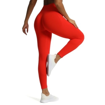 Aoxjox Workout Seamless Leggings for Women High Waisted Fitness Yoga Contour Sculpt Pants (Fiery Red...