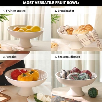 Folkulture 12-inch Wooden Fruit Bowl for Kitchen Decor