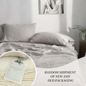 Simple&Opulence 100% French Linen Pillowcase Queen Size-Set of 2- Washed Solid Color Pillow Cases Embroidered -Soft and Durable (Linen, 20''x30'')