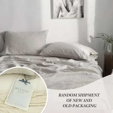 Simple&Opulence 100% French Linen Pillowcase Queen Size-Set of 2- Washed Solid Color Pillow Cases Embroidered -Soft and Durable (Linen, 20''x30'')