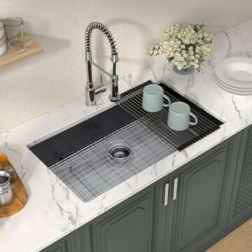 Lordear 32 Inch Kitchen Sink Undermount Gunmetal Black 16 Gauge Stainless Steel Single Under Counter...