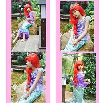 Joy Join Little Girls Princess Mermaid Costume for Girls Dress Up Party with Wig,Crown, Mace Pink 6-...