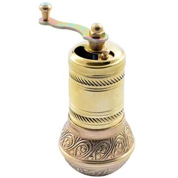Manual Hand Grinder Mill SET for Turkish Greek Arabic Coffee Beans & Spice Pepper Salt , Brass (Daddy & Kid)