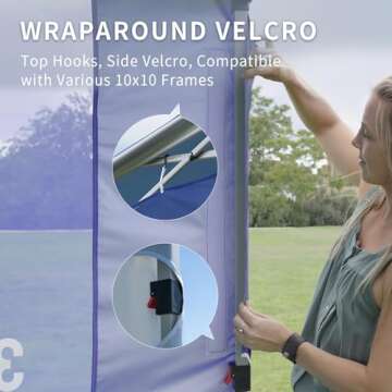 CROWN SHADES 10x10 Universal Canopy Game Sidewall - Accessories Pop Up Canopy Gaming Netting - Outdoor Games for Adults and Family - Easy Setup for Tailgating, Events, Parties, Backyard (Blue)