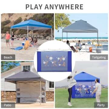 CROWN SHADES 10x10 Universal Canopy Game Sidewall - Accessories Pop Up Canopy Gaming Netting - Outdoor Games for Adults and Family - Easy Setup for Tailgating, Events, Parties, Backyard (Blue)
