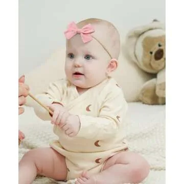 jollybows 20pcs Baby Girls Nylon Hair Bows Headbands Linen Hair Bands Elastic Hair Accessories for Kids Infants Newborn