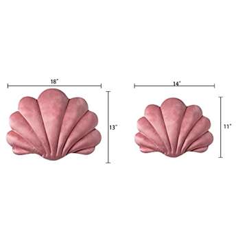 Ashler 3D Throw Pillows Shell Shaped Accent Throw Pillow, Soft Velvet Insert Included Cushion for Couch Bed Living Room, Pack of 1, Pink, 18 X 13 inches