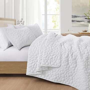 Quilt Bedding Set Queen Size - Lightweight Quilt Set Summer Farmhouse White, Soft Bedding Bedspread ...