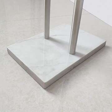 Standing Towel Rack Double-T Shape Bath Sheet Holder with Marble Design Base for Bathroom Floor Next to Tub or Shower 2 Tier Freestanding Towel Bar Stainless Steel Brushed Nickel
