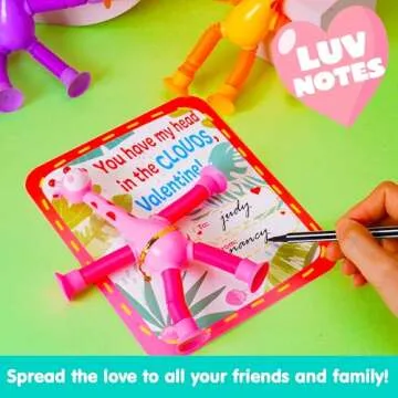 JOYIN 28 Packs Valentine's Day Telescopic Suction Pop Tubes with Cards, Classroom Exchange Gift for Kids, Kids Toys Party Favors, LOVE Letter Shaped