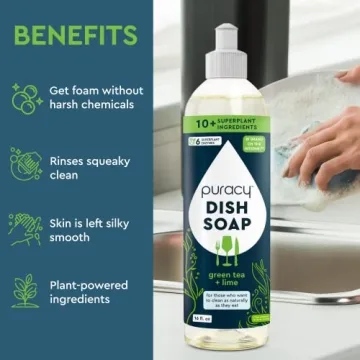 Puracy Natural Dish Soap Plant-Based Eco-Friendly Cleaner