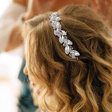 BBTO Rhinestone Chain Trim Applique Embellishment Crystal Wedding Bridal Costume Flower Leaf Chain Sewing Bling Trim for Jewelry DIY Necklace Bags Parties(3 Yards,Silver)