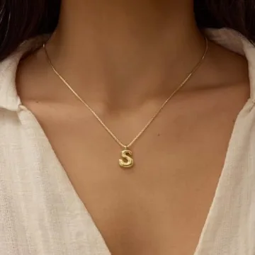 Shop 14K Gold Plated Bubble Letter Necklaces for Women