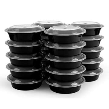 Round Meal Prep Containers [20 Pack] - BPA-Free Portion Control Storage Boxes