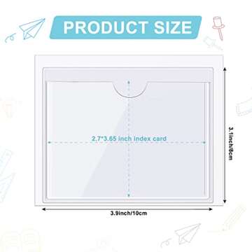 Chinco 30 Pack Self Adhesive Index Card Pockets with Top Open for Loading Ideal Card Holder for Orga...