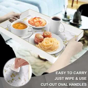 MAONAME White Decorative Tray for Serving and Storage