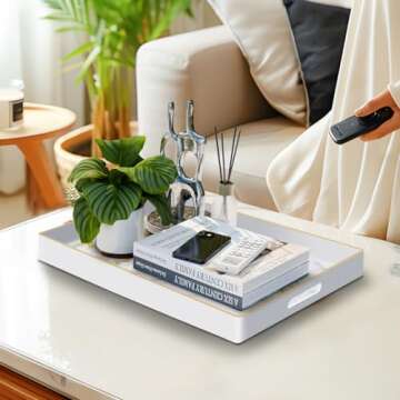 MAONAME White Decorative Tray for Serving and Storage