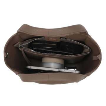 LA FESTIN Tote Bag for Women Crossbody Hobo Shoulder Purse with Pocket Clutch Small Grey Handbag Small Handle for Daily Travel