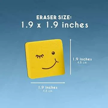 Juvale 24 Pack Magnetic Mini Dry Erase Board Erasers for Teachers, Classroom Whiteboard, School Supplies, Smiley Face (4 Colors, 2x0.7 in)