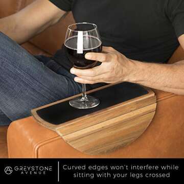 Couch Arm Table - Non-Slip Silicone & Acacia Wood Sofa Arm Tray, Sofa Arm Table, Dad Birthday Gifts for Men Who Have Everything, Dad Birthday Gift, Gift for Father, Gifts for Husband Just Because