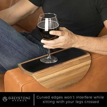 Couch Arm Table - Non-Slip Silicone & Acacia Wood Sofa Arm Tray, Sofa Arm Table, Dad Birthday Gifts for Men Who Have Everything, Dad Birthday Gift, Gift for Father, Gifts for Husband Just Because
