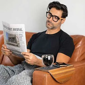 Couch Arm Table - Non-Slip Silicone & Acacia Wood Sofa Arm Tray, Sofa Arm Table, Dad Birthday Gifts for Men Who Have Everything, Dad Birthday Gift, Gift for Father, Gifts for Husband Just Because