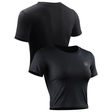 NELEUS Women's Athletic Running Crop Shirts - 3 Pack